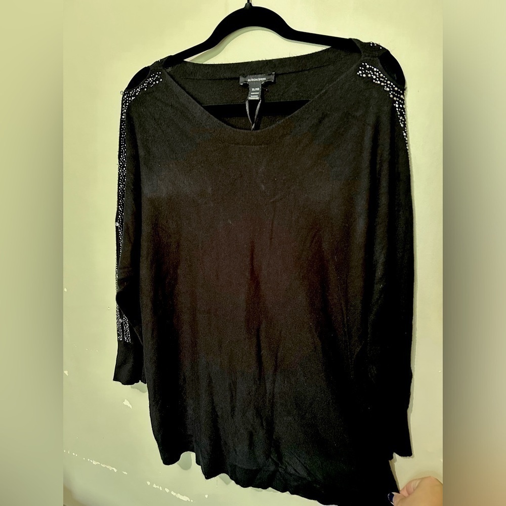 XL - Alison Sheri Lattice Sleeve Sweater